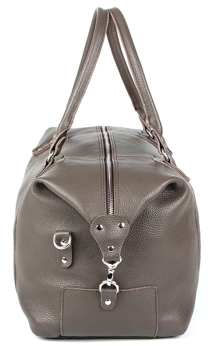 Travel Bag SHVIGEL 00889 Gray Genuine Leather Made in Ukraine