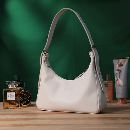 Baguette Bag SHVIGEL 22831 Beige Adjustable Leather Strap Made in Ukraine