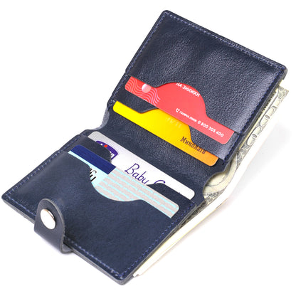 Comfortable Genuine Leather Wallet SHVIGEL 16507 Blue - Made in Ukraine, Stylish Design