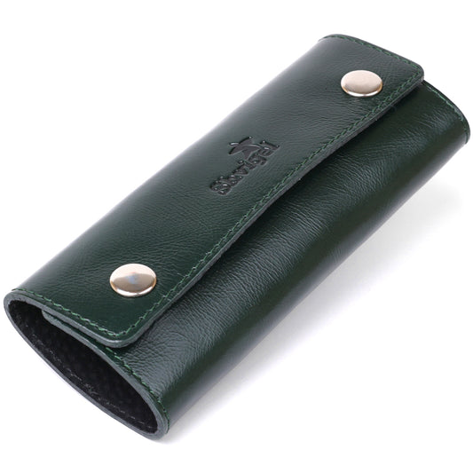 Modern Leather Key Holder SHVIGEL 16531 Green Natural Leather for Keys