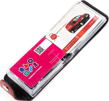 Horizontal Business Card Holder SHVIGEL 13913 Leather Red Natural Leather, Ukraine