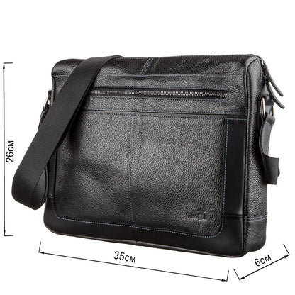 Business Shoulder Bag for Men SHVIGEL 11244 Black Genuine Floater Leather