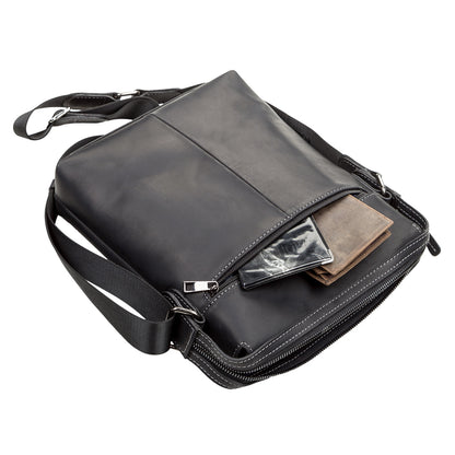 Men's Leather Bag SHVIGEL 11098 Black Natural Leather Made in Ukraine