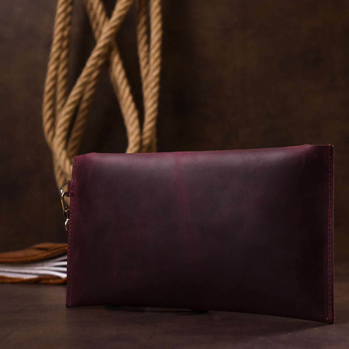 Vintage Women's Travel Cosmetic Bag SHVIGEL 16429 Burgundy Natural Leather