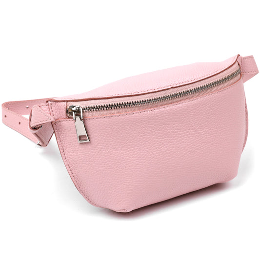 Women's Leather Banana Bag SHVIGEL 16375 Pink Natural Leather Durable Design