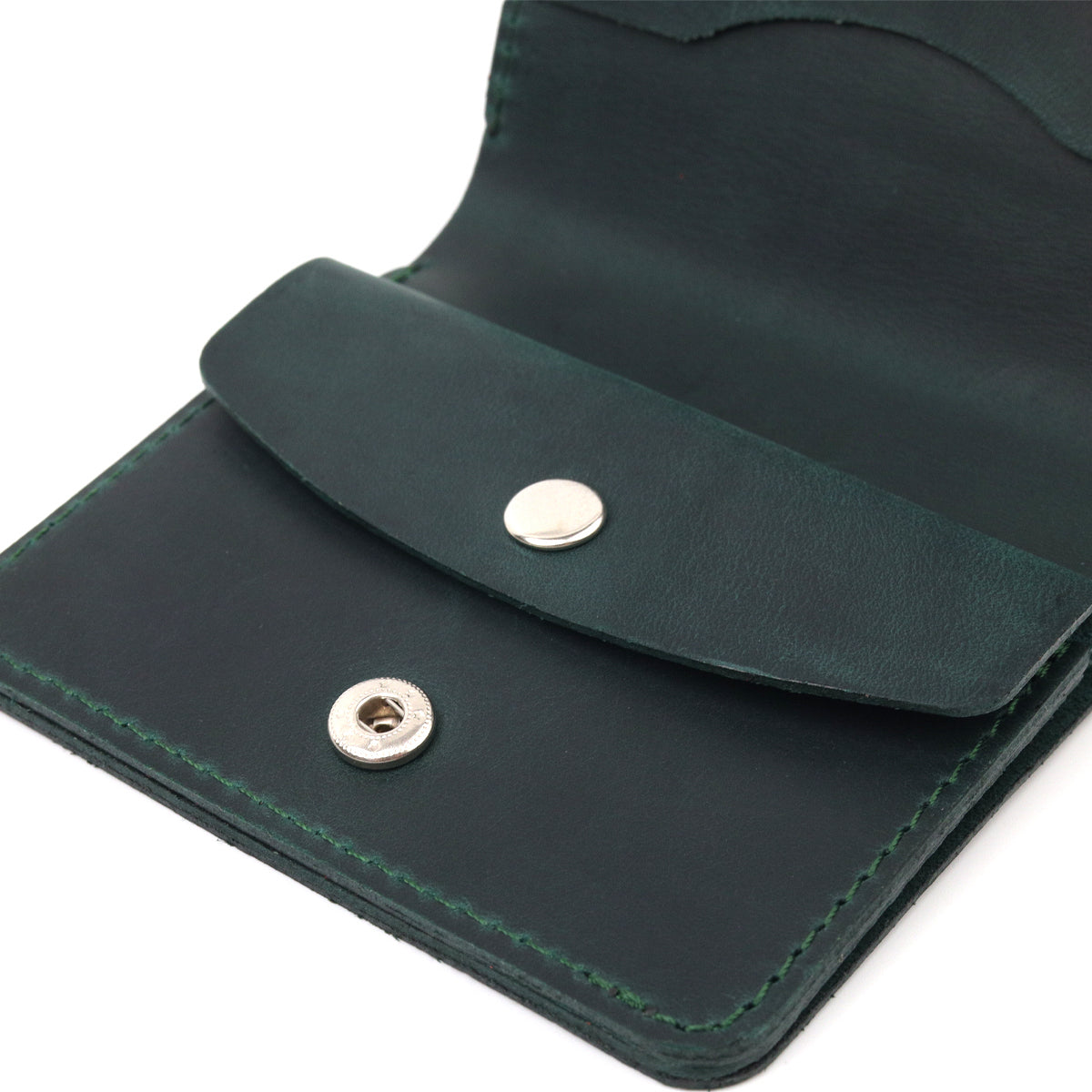 Vintage Leather Wallet SHVIGEL 16603 Green - Handmade in Ukraine, Genuine Leather