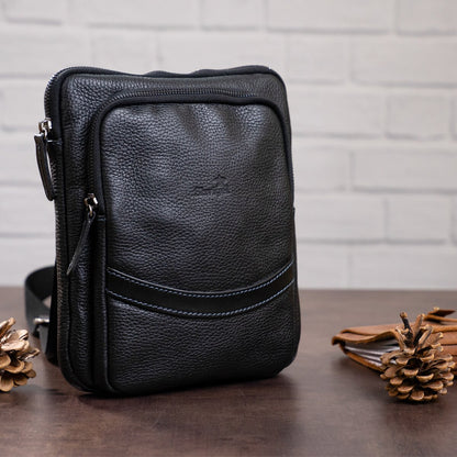 Men's Leather Bag SHVIGEL 11090 Genuine Black Leather Durable Design