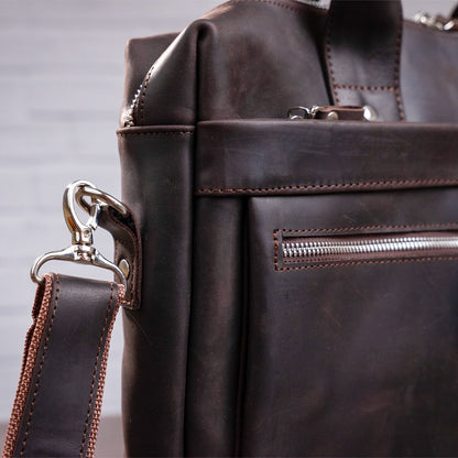 Leather Laptop Bag SHVIGEL 11020 Brown Natural Leather Handmade in Ukraine