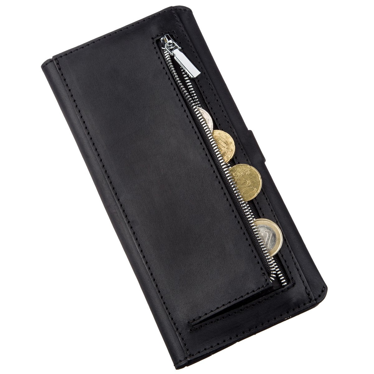 Men's Wallet SHVIGEL 16209 Vintage Black Leather, Natural Leather Material, Ukraine