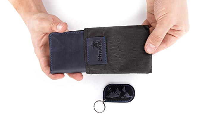 Business Card Holder SHVIGEL 15301 Blue Genuine Leather for Professional Use