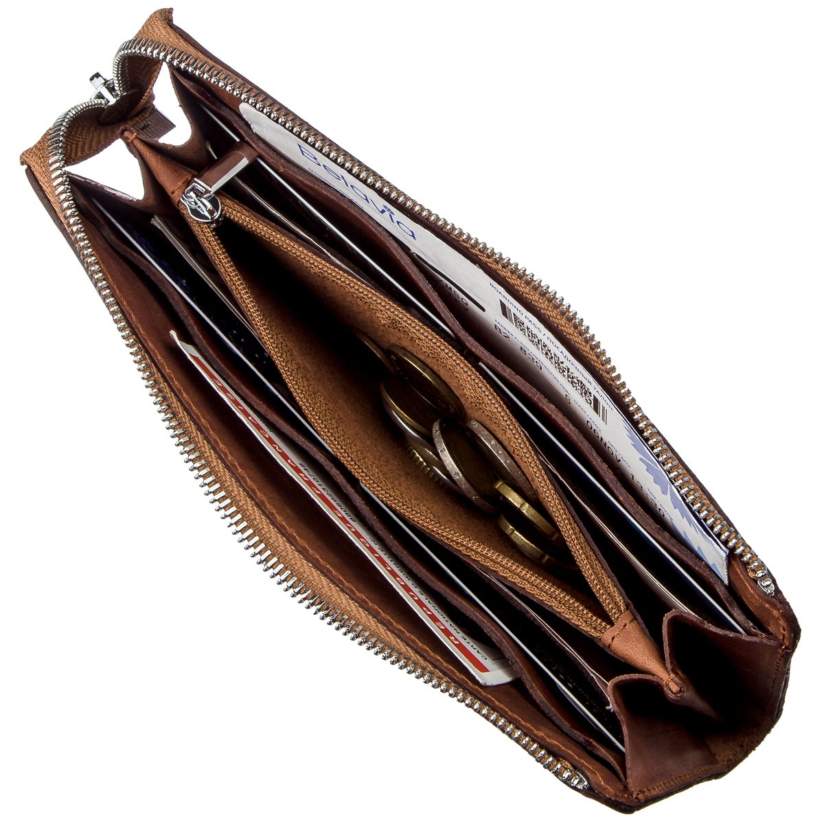 Unisex Vintage Leather Clutch SHVIGEL 16190 in Reddish Brown – Made in Ukraine, Genuine Leather