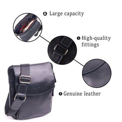Men's Smooth Genuine Leather Bag SHVIGEL 18721 Black - Premium Quality Ukraine