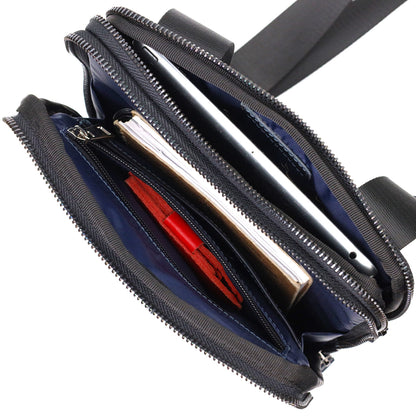 Stylish Men's Shoulder Bag SHVIGEL 22142 Blue Genuine Leather from Ukraine