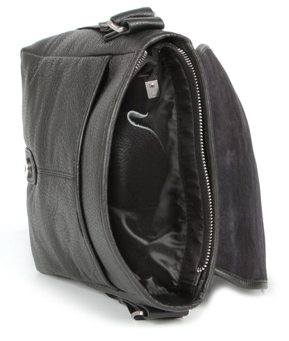 Leather Bag SHVIGEL 00853 Black Natural Leather Handmade in Ukraine
