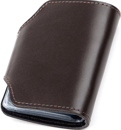 Vertical Card Holder SHVIGEL 13912 Genuine Leather in Brown for Business Cards
