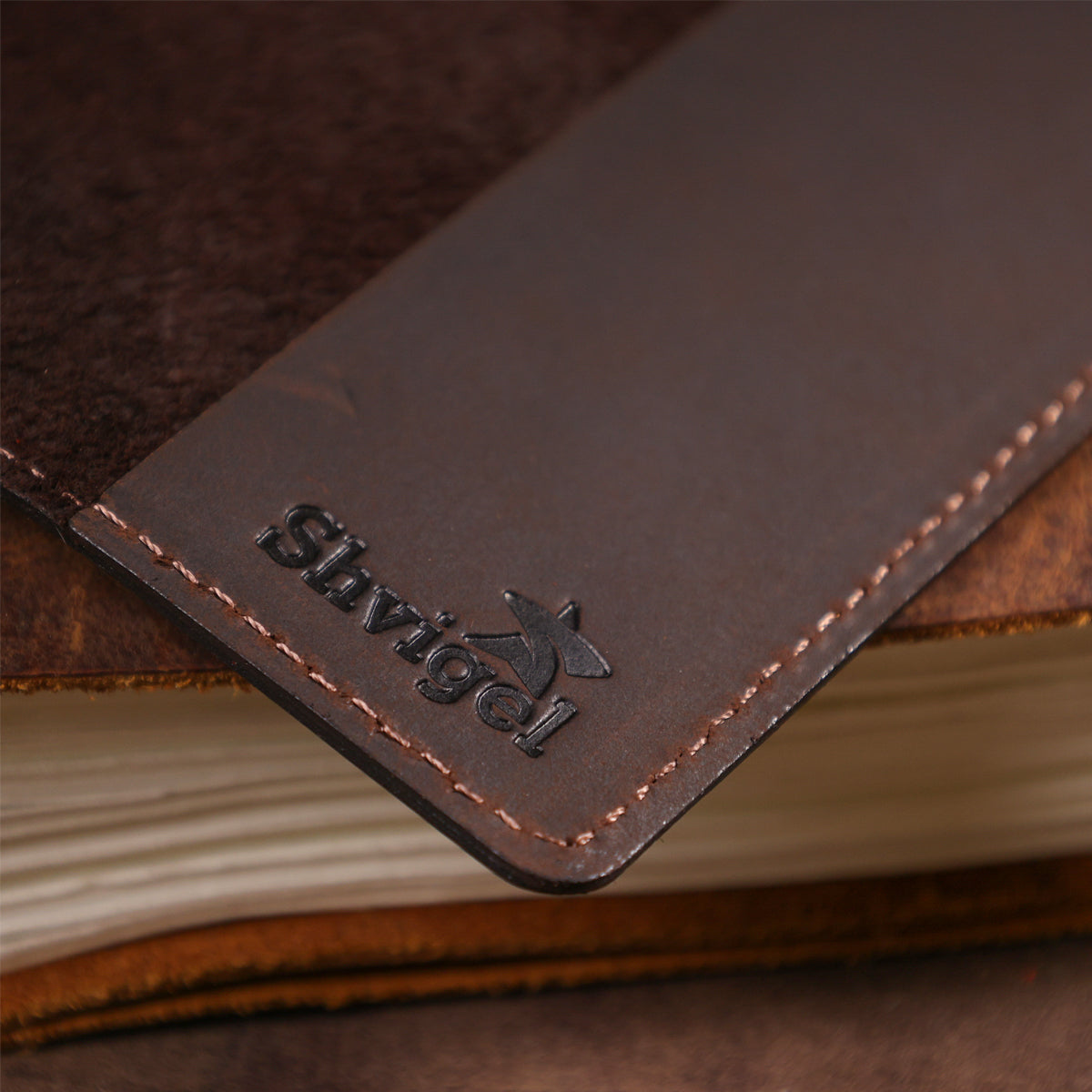 Leather Passport Cover SHVIGEL 13918 Brown Natural Leather Ukrainian Design Features
