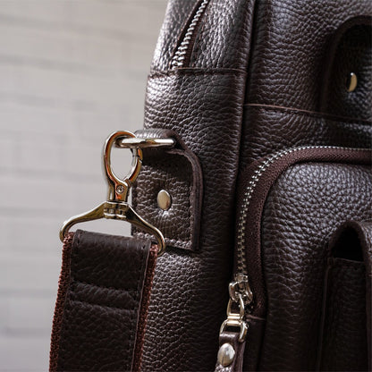 High-Quality SHVIGEL Vertical Men's Bag A4 Format 11168 Brown Flotar Genuine Leather