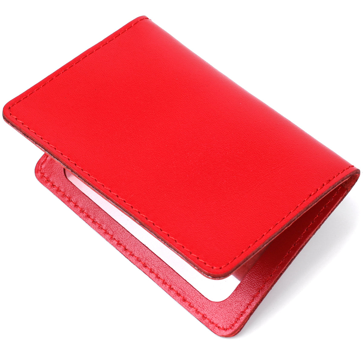 Bright Red Leather Driver's License Cover SHVIGEL 13969, Made in Ukraine, Genuine Leather