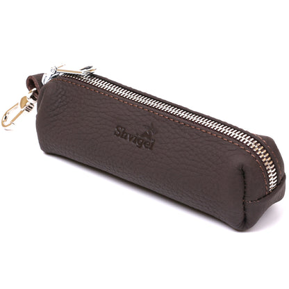 Matte Leather Key Holder SHVIGEL 16545 Brown - Natural Leather, Ideal for Keys