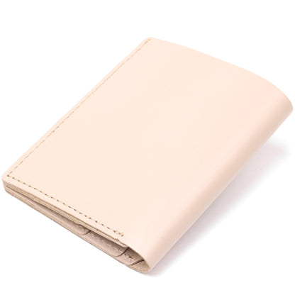 Classic Leather Wallet SHVIGEL 16510 Beige Made in Ukraine, Natural Leather Quality