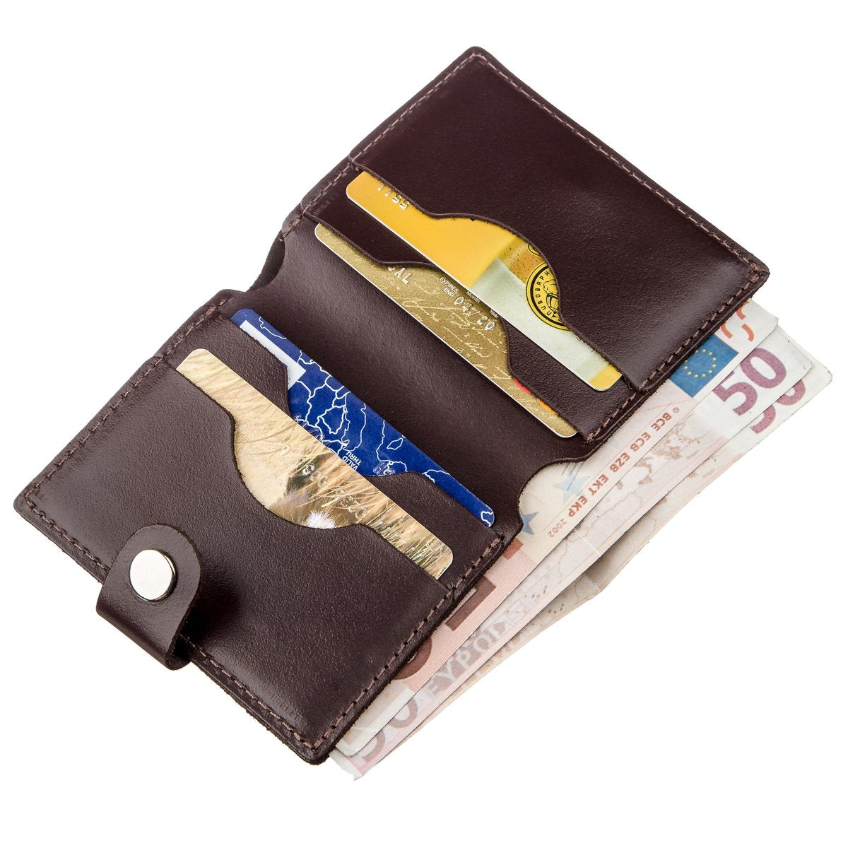 Vertical Men's Leather Wallet SHVIGEL 16222 Brown Natural Leather Handmade