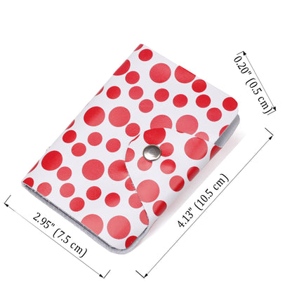 Leather Vertical Business Card Holder SHVIGEL 19081 Red Polka Dot Genuine Leather