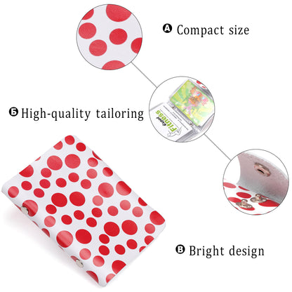 Leather Vertical Business Card Holder SHVIGEL 19081 Red Polka Dot Genuine Leather