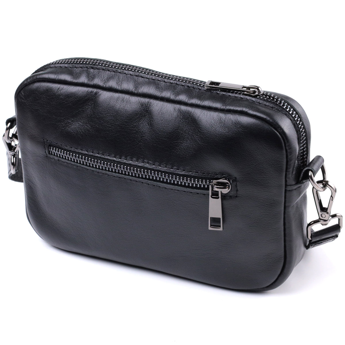 Classic Shvigel Crossbody Bag 22841 in Smooth Black Genuine Leather