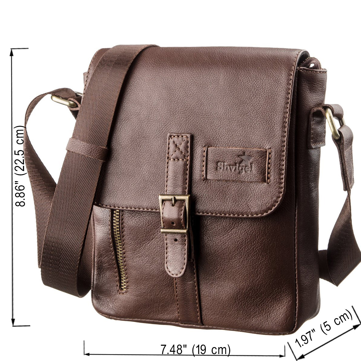 Men's Leather Bag SHVIGEL 19101 Brown Genuine Leather Handmade in Ukraine