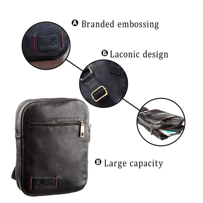 Men's Leather Bag SHVIGEL 19102 Black Natural Leather Stylish Design