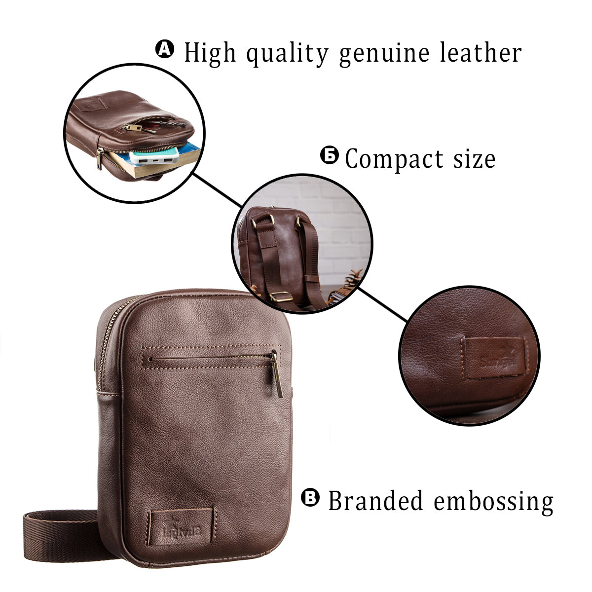 Men's Leather Bag SHVIGEL 19103 Brown | Natural Leather | Ukrainian Craftsmanship