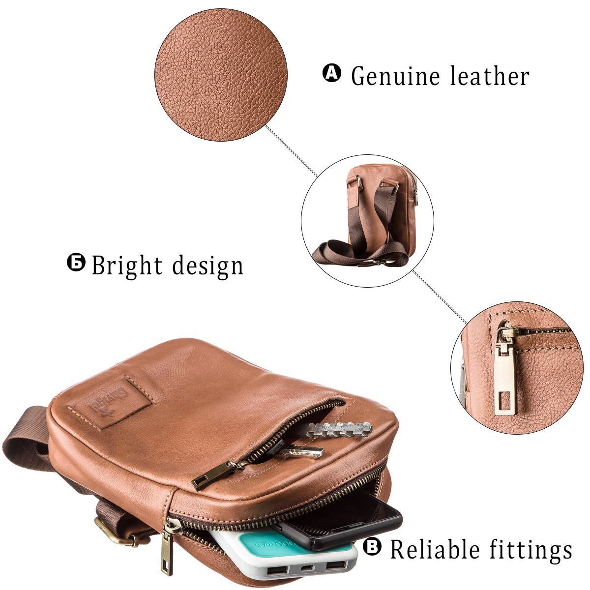 Leather Men's Bag SHVIGEL 19104 in Ruda Color – Made in Ukraine with Natural Leather