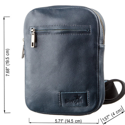 Men's Leather Bag SHVIGEL 19105 Blue Natural Leather Handmade in Ukraine
