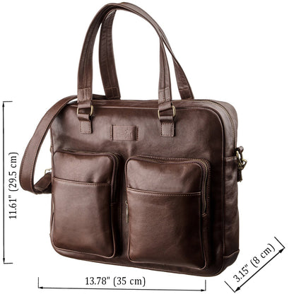 Men's Leather Laptop Bag SHVIGEL 19109 Brown Made of Genuine Leather