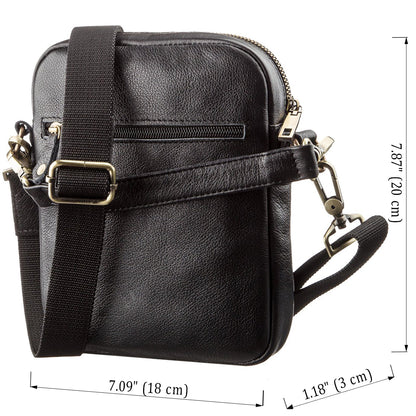 Men's Leather Bag with Two Detachable Handles SHVIGEL 19110 Black Genuine Leather