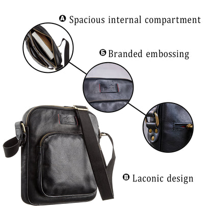 Men's Leather Bag SHVIGEL 19111 Black Genuine Leather Durable Design