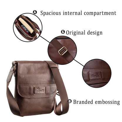 Men's Leather Tablet Bag SHVIGEL 19114 Brown Genuine Leather Handcrafted from Ukraine