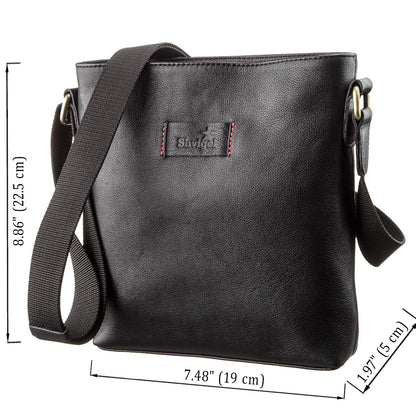 Men's SHVIGEL Leather Unclasped Bag 19119 Black - Genuine Leather, Ukraine Made