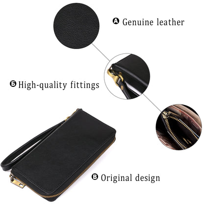 Men's Horizontal Leather Clutch SHVIGEL 19123 Black Natural Leather Material