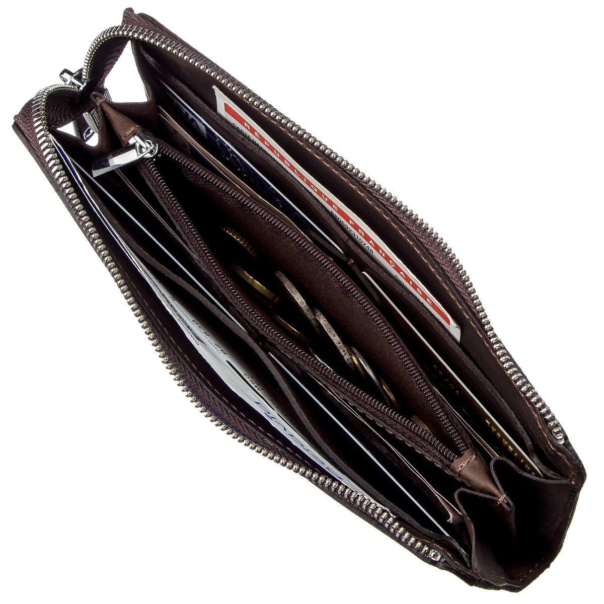 Men's Matte Leather Clutch SHVIGEL 16189 Brown Authentic Ukrainian Design Natural Leather