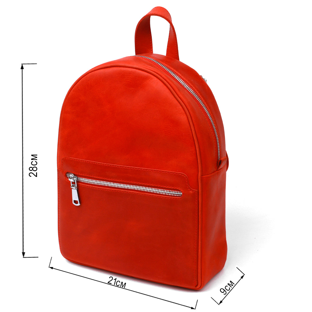 Vintage Compact Women's Backpack SHVIGEL 16312 Red Genuine Leather, Made in Ukraine