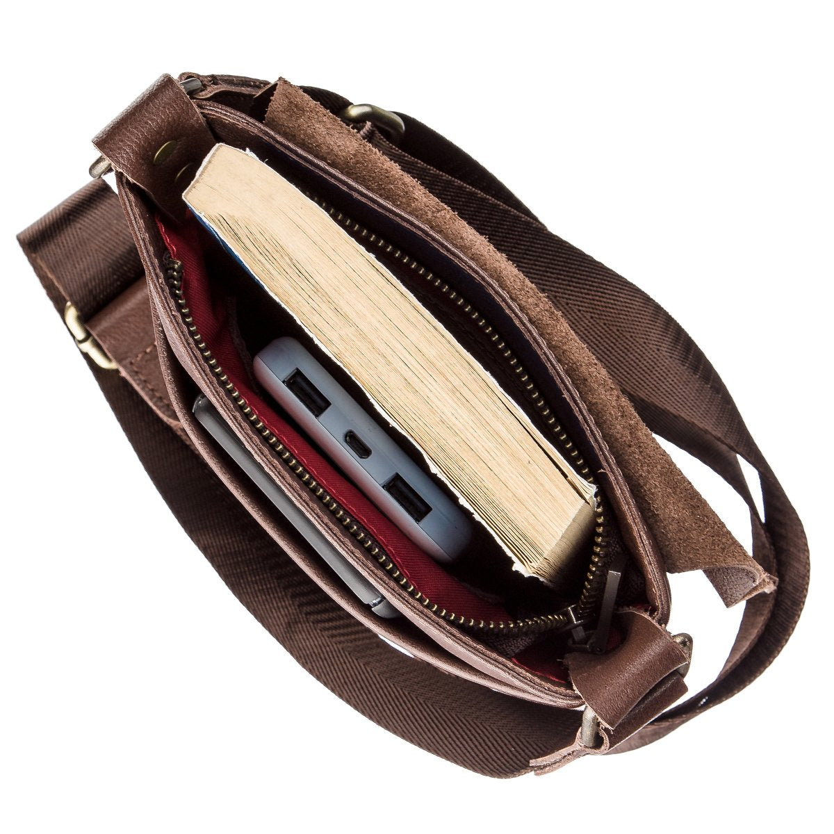 Men's Leather Tablet Bag SHVIGEL 19114 Brown Genuine Leather Handcrafted from Ukraine