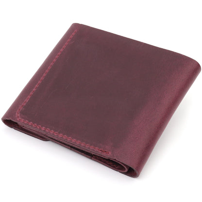 Leather Matte Wallet SHVIGEL 16616 Burgundy Natural Leather Made in Ukraine