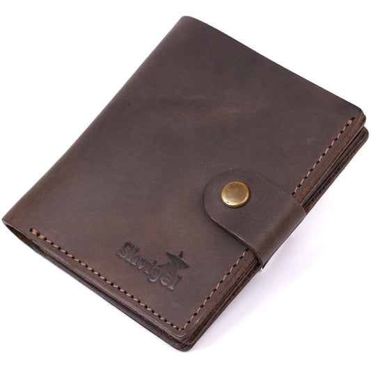 Leather Men's Wallet SHVIGEL 16475 Brown Premium Natural Leather - Ukrainian Craftsmanship