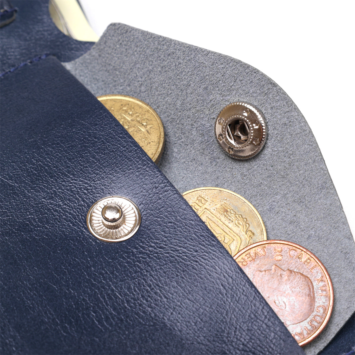 Compact Leather Wallet SHVIGEL 16444 Blue Natural Leather Made in Ukraine