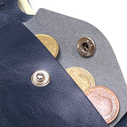 Compact Leather Wallet SHVIGEL 16444 Blue Natural Leather Made in Ukraine