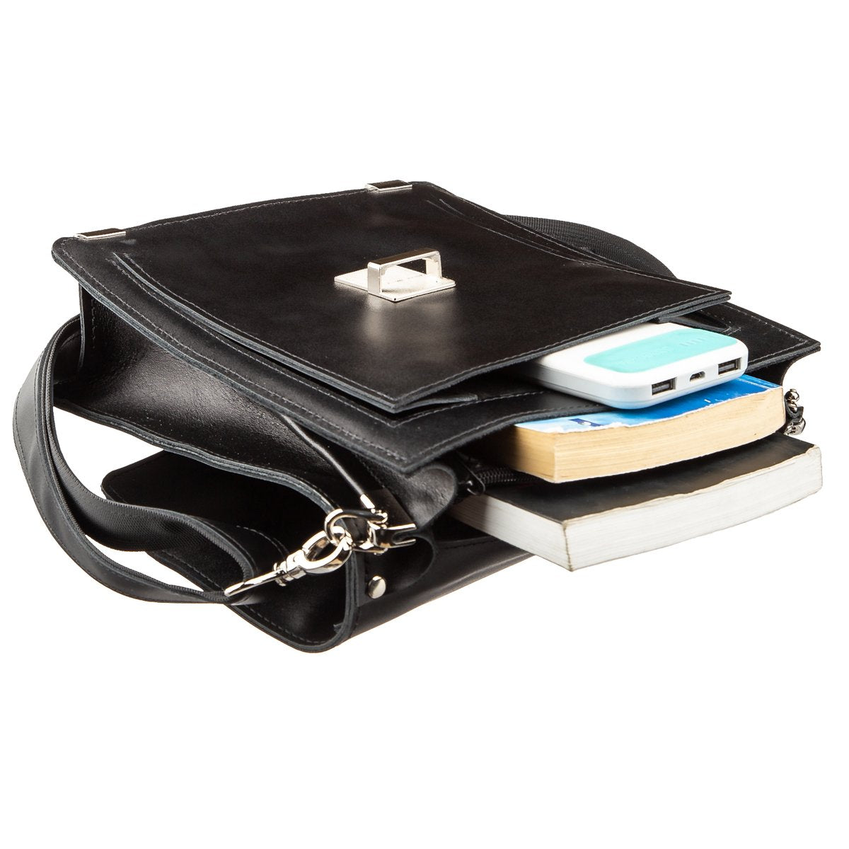 Vertical Leather Shoulder Bag SHVIGEL 11176 Black Natural Leather Design