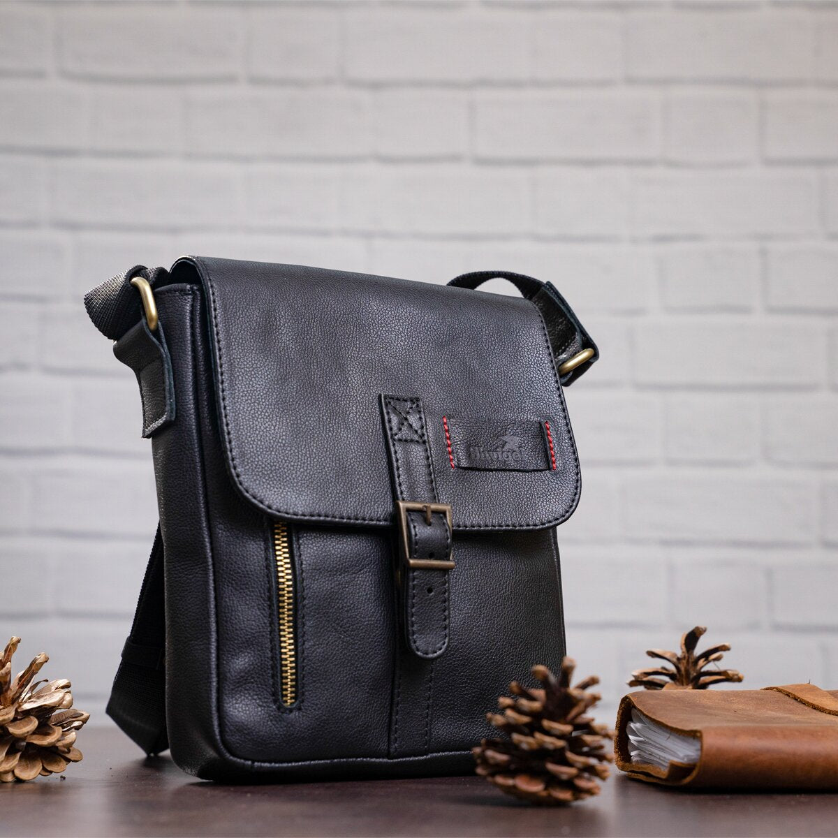 Men's Leather Bag - SHVIGEL 19100 - Black - Natural Leather - Handmade in Ukraine