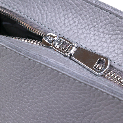 Leather Women's Shopper Bag SHVIGEL 16360 Grey Made in Ukraine Natural Leather