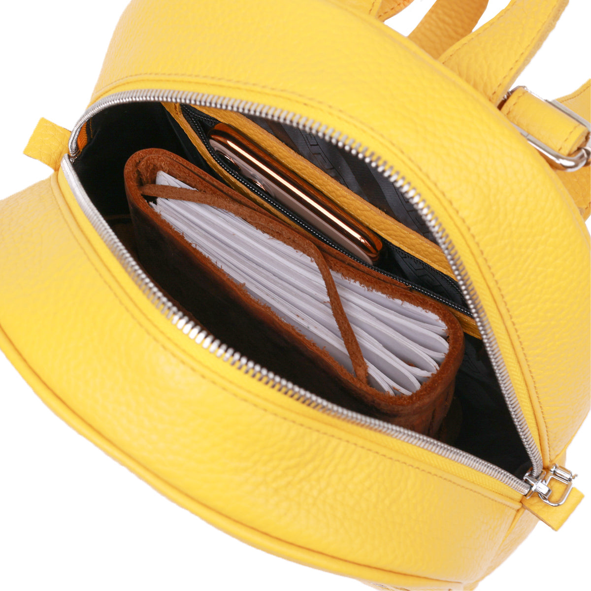 Practical Women's Backpack SHVIGEL 16306 Yellow Natural Leather Design